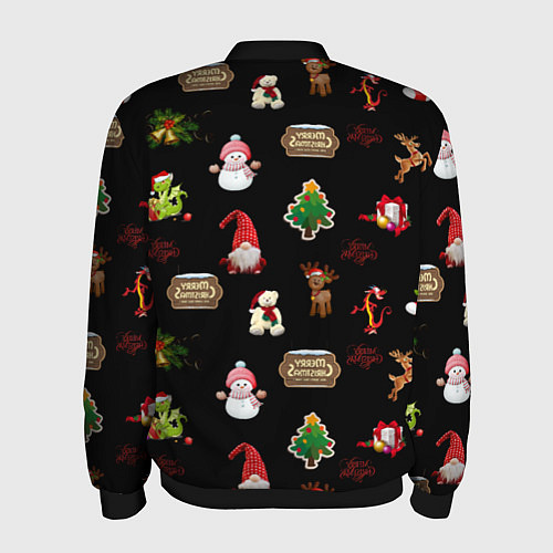 Мужской бомбер Много новогодних игрушек / 3D-Черный – фото 2