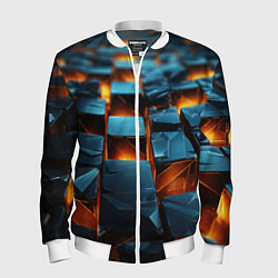 Бомбер мужской Темные плитки в лаве, цвет: 3D-белый