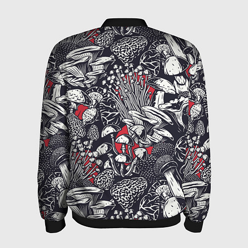 Мужской бомбер Разные грибы / 3D-Черный – фото 2