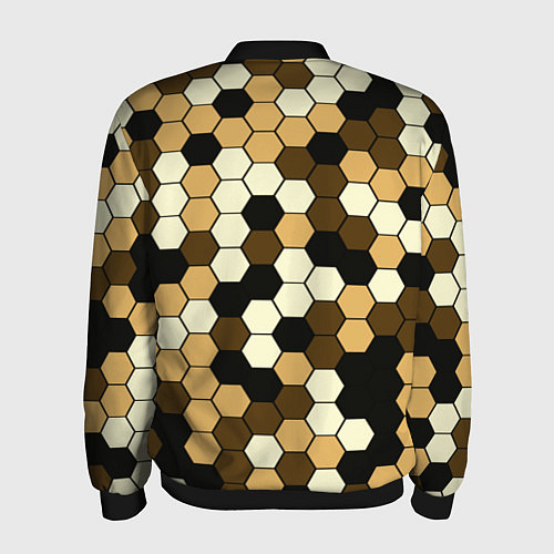 Мужской бомбер Камуфляж гексагон коричневый / 3D-Черный – фото 2