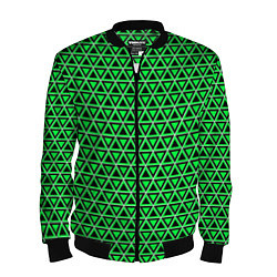 Бомбер мужской Зелёные и чёрные треугольники, цвет: 3D-черный