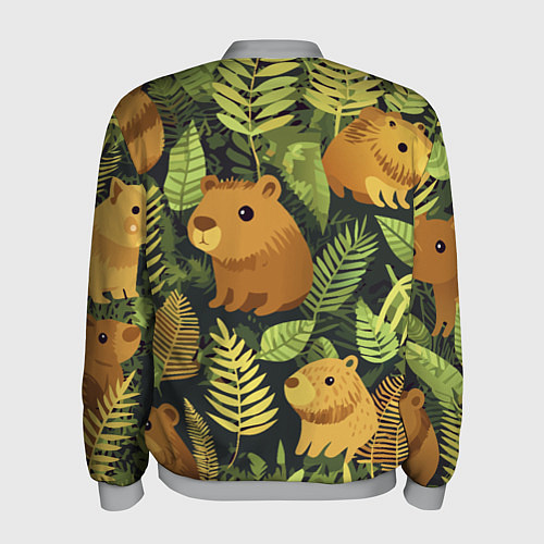 Мужской бомбер Капибары - лесной маскировочный камуфляж / 3D-Меланж – фото 2