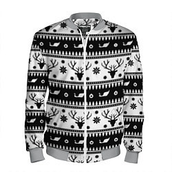 Бомбер мужской Новогодний свитер с оленями, цвет: 3D-меланж