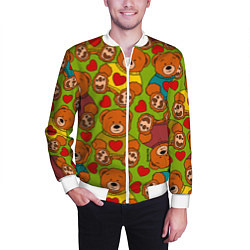 Бомбер мужской Мишки игрушечные и сердечки, цвет: 3D-белый — фото 2