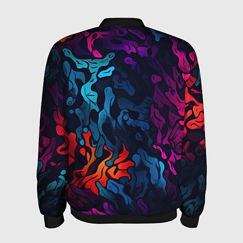 Мужской бомбер Кислотная яркая абстракция в камуфляжном стиле / 3D-Черный – фото 2