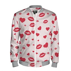 Бомбер мужской Поцелуйчики паттерн, цвет: 3D-меланж