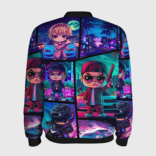 Мужской бомбер GTA chibi style / 3D-Черный – фото 2