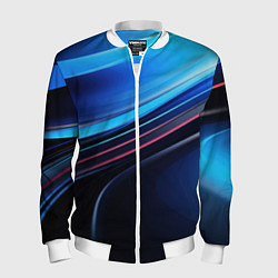 Бомбер мужской Синяя и черная абстракция геометрическая, цвет: 3D-белый