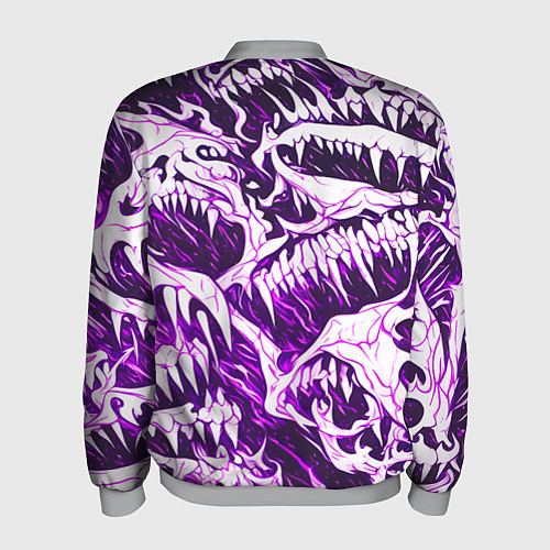 Мужской бомбер Белые клыки на розовом фоне / 3D-Меланж – фото 2
