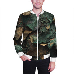 Бомбер мужской Реалистичный камуфляж из листьев, цвет: 3D-белый — фото 2
