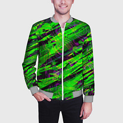 Бомбер мужской Зеленые узоры паттерны, цвет: 3D-меланж — фото 2
