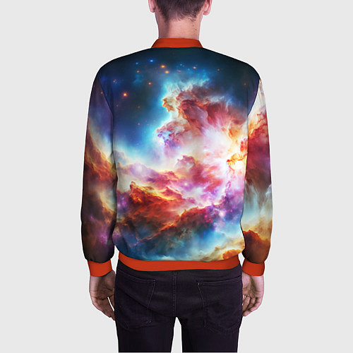 Мужской бомбер The cosmic nebula / 3D-Красный – фото 4