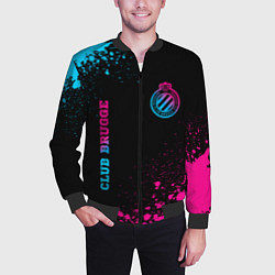 Бомбер мужской Club Brugge - neon gradient вертикально, цвет: 3D-черный — фото 2
