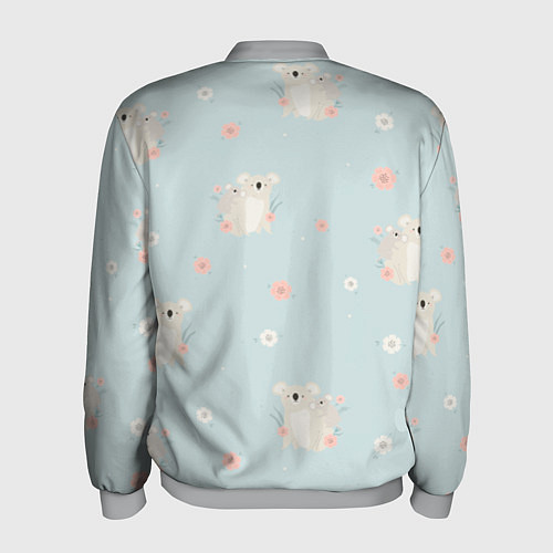 Мужской бомбер Коалы и цветы / 3D-Меланж – фото 2
