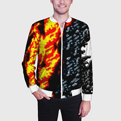 Бомбер мужской Текстура огня и воды, цвет: 3D-белый — фото 2