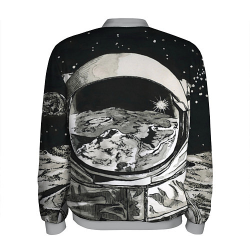 Мужской бомбер Космонавт в черно-белом мире / 3D-Меланж – фото 2