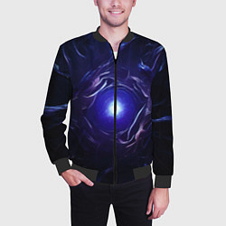 Бомбер мужской Синее абстрактное сияние, цвет: 3D-черный — фото 2