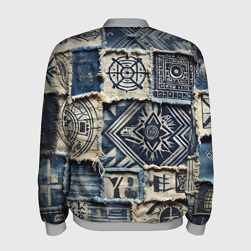 Мужской бомбер Татуировки майя на дениме / 3D-Меланж – фото 2