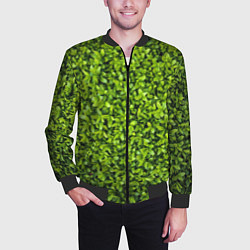 Бомбер мужской Зелёная трава листья, цвет: 3D-черный — фото 2