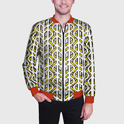 Бомбер мужской Жёлто-белый паттерн конструкция, цвет: 3D-красный — фото 2