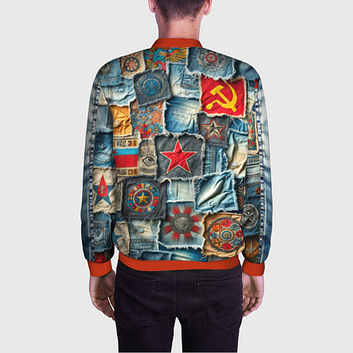 Мужской бомбер Ретро пэчворк СССР / 3D-Красный – фото 4