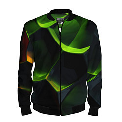 Бомбер мужской Green neon abstract geometry, цвет: 3D-черный