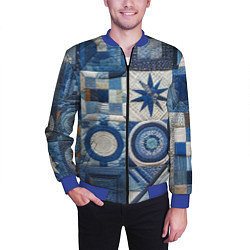 Бомбер мужской Denim patchwork - ai art, цвет: 3D-синий — фото 2
