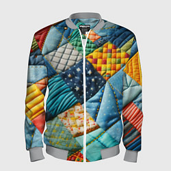 Бомбер мужской Лоскутное одеяло - пэчворк, цвет: 3D-меланж