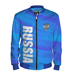 Бомбер мужской Россия - синие волны, цвет: 3D-синий