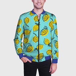 Бомбер мужской Летние лимоны - паттерн, цвет: 3D-синий — фото 2