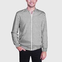 Бомбер мужской Белый в маленький чёрный квадрат, цвет: 3D-меланж — фото 2