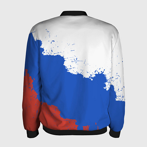 Мужской бомбер Российский триколор и герб / 3D-Черный – фото 2