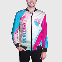 Бомбер мужской Sevilla neon gradient style вертикально, цвет: 3D-черный — фото 2