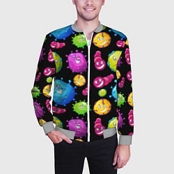 Бомбер мужской Смешные бактерии паттерн, цвет: 3D-меланж — фото 2