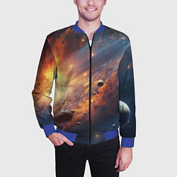 Бомбер мужской Вселенная и планеты, цвет: 3D-синий — фото 2