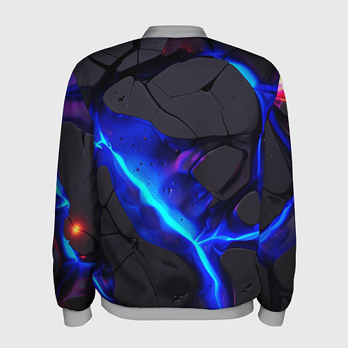 Мужской бомбер Темный синий неон из разлома плит / 3D-Меланж – фото 2