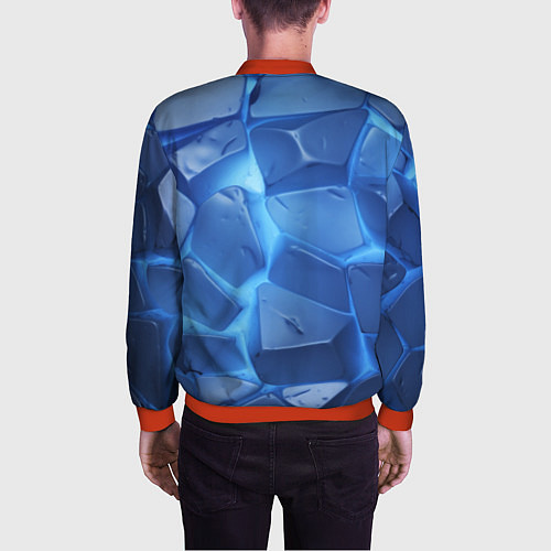 Мужской бомбер Синие ледяные плиты с разломом / 3D-Красный – фото 4
