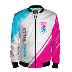 Бомбер мужской Aston Villa neon gradient style вертикально, цвет: 3D-черный