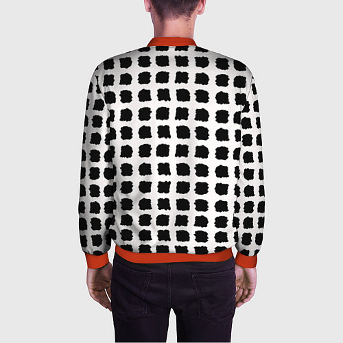 Мужской бомбер Лаконичные мазки квадраты / 3D-Красный – фото 4
