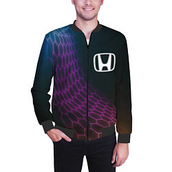 Бомбер мужской Honda neon hexagon, цвет: 3D-черный — фото 2