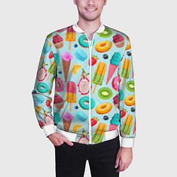 Бомбер мужской Летние сладости, цвет: 3D-белый — фото 2