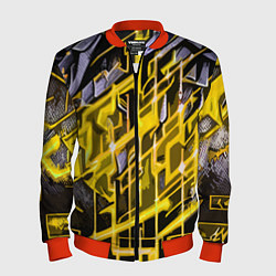 Бомбер мужской Yellow and white abstraction, цвет: 3D-красный