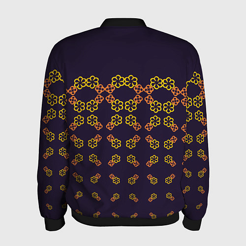 Мужской бомбер Цветочный орнамент на синем / 3D-Черный – фото 2