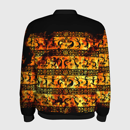 Мужской бомбер Кокопелли - танцы в огне / 3D-Черный – фото 2