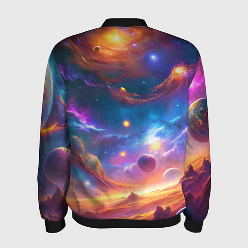 Мужской бомбер Космический пейзаж яркий с галактиками / 3D-Черный – фото 2