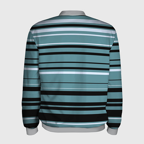 Мужской бомбер Тёмный голубой в полоску / 3D-Меланж – фото 2