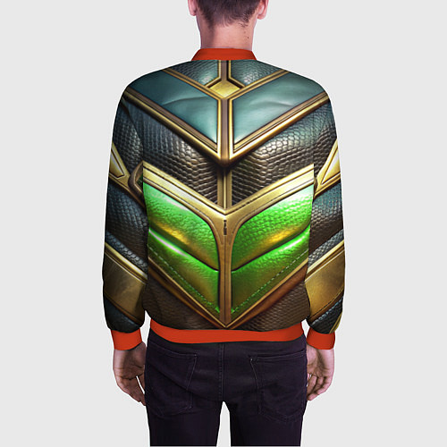 Мужской бомбер Футуристичная объемная текстура из кожи / 3D-Красный – фото 4