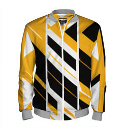 Бомбер мужской Black and yellow stripes on a white background, цвет: 3D-меланж