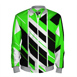 Бомбер мужской Black and green stripes on a white background, цвет: 3D-меланж