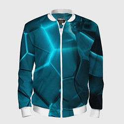 Бомбер мужской Неоновые холодные голубые плиты в разломе, цвет: 3D-белый